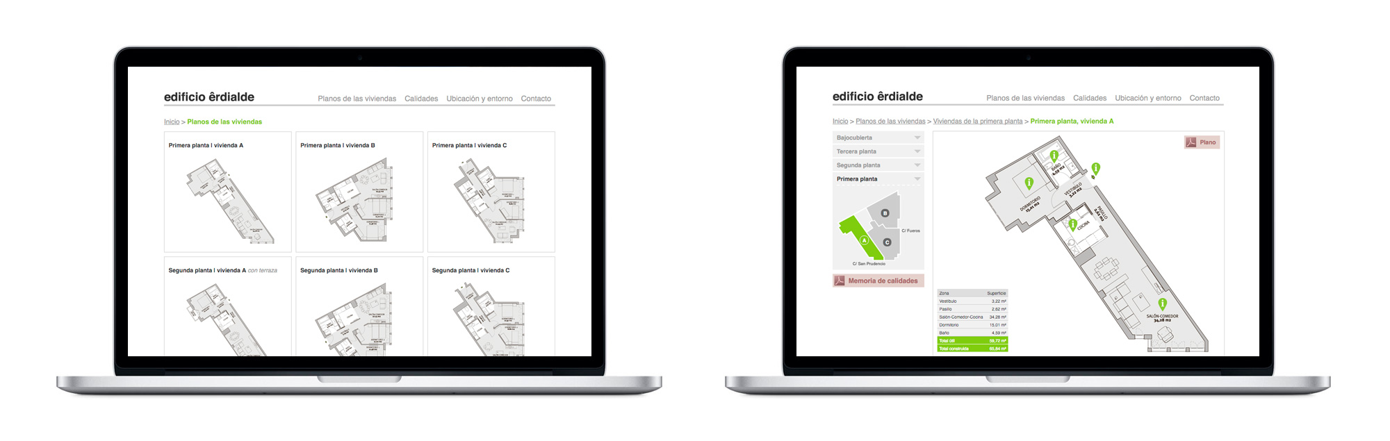 Planos de los diferentes pisos y disposición de las habitaciones